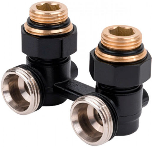 Узлы нижнего подключения Royal Thermo угловой 1/2"х3/4" EK (черный)