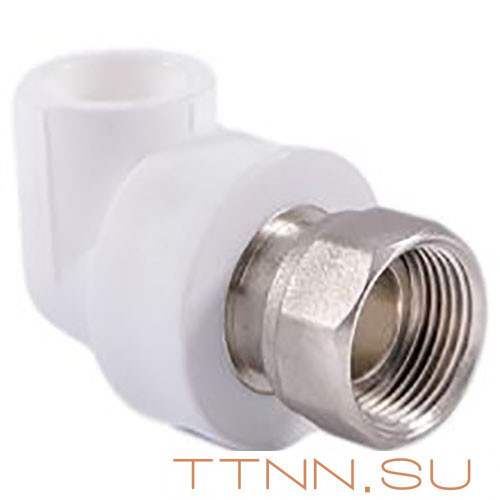 Угольник РосТурПласт с накидной гайкой на метал. штуцере 20х3/4" арт.14266