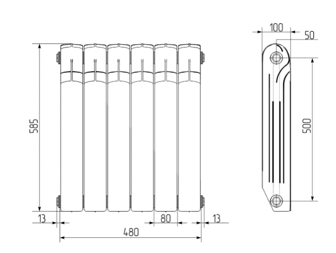 Радиатор биметаллический Royal Thermo Indigo Super+ 500 10 секций