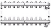 Коллектор для отопления Wester 1"-3/4 в сборе на 9 выходов с 2 заглушками