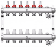 Коллекторная группа Wester 1"-3/4 в сборе с расходомерами на 6 выходов