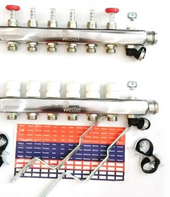 Коллекторная группа Wester 1"-3/4 в сборе с расходомерами на 9 выходов