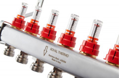 Для отопления Royal Thermo 1" ВР-3/4" НР, 10 выходов с расходомерами, нерж. (RTE 52.110)