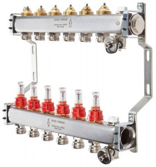 Для отопления Royal Thermo 1" ВР-3/4" НР, 9 выходов с расходомерами, нерж. (RTE 52.109)